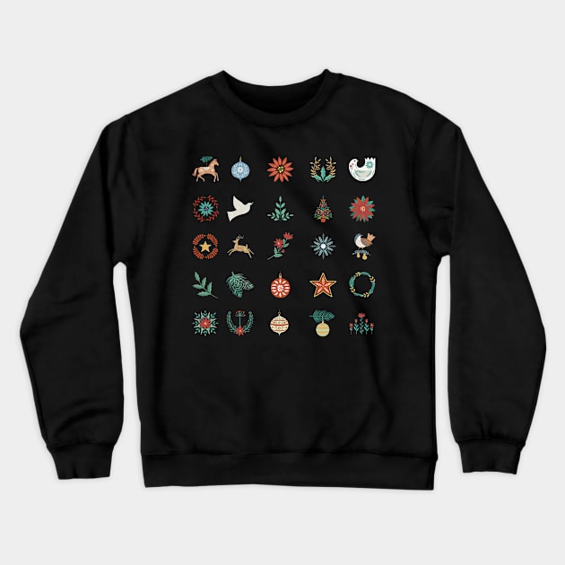 Folk Art Holiday Icons Crewneck Sweatshirt by SWON Design